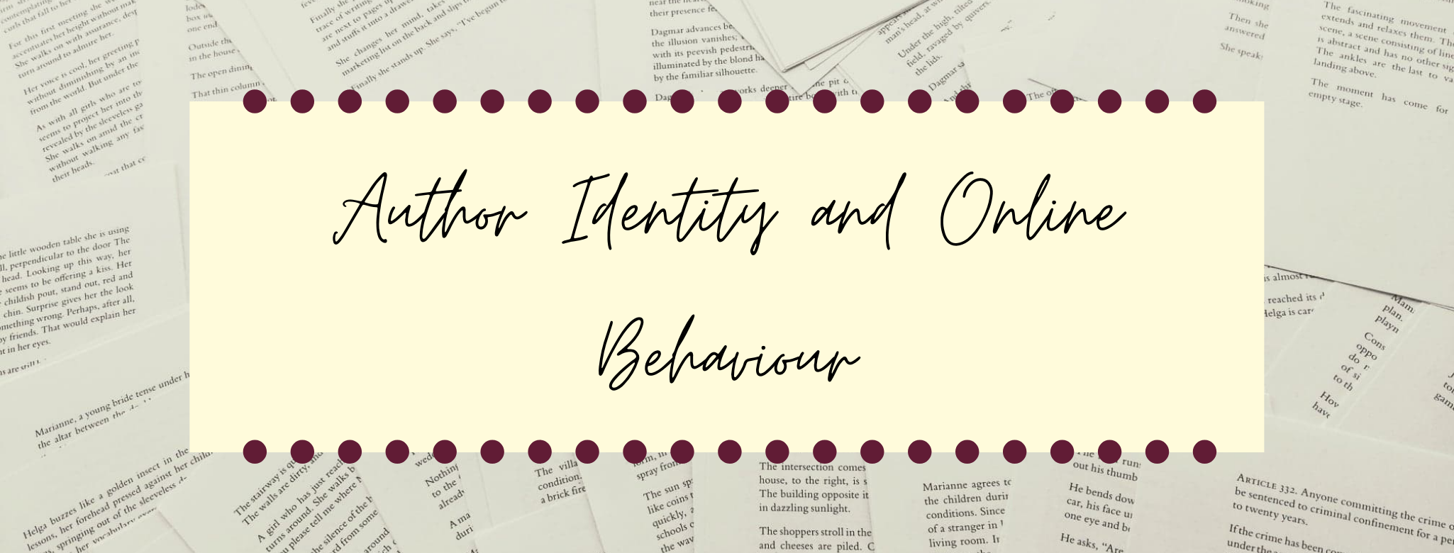 Author Identity and Online Behaviour banner